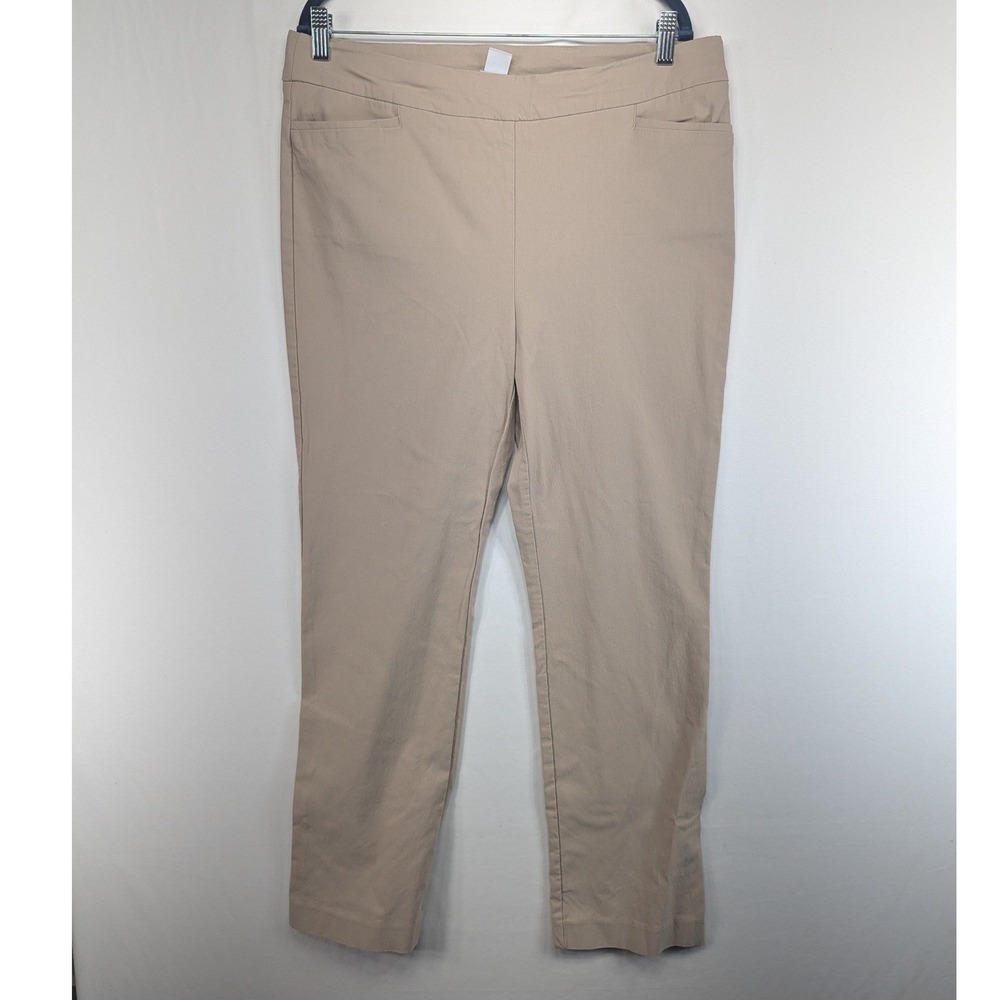Chicos Brigette So Slimming Ankle Pants Beige Tan Size 2.5R US 14R Pull On